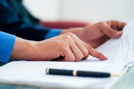 business owner looking over bankruptcy documents