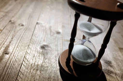 hourglass on table