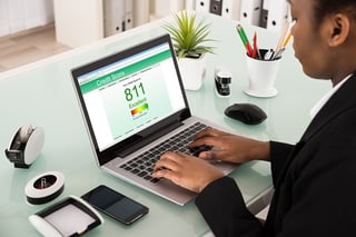 woman checking credit scores